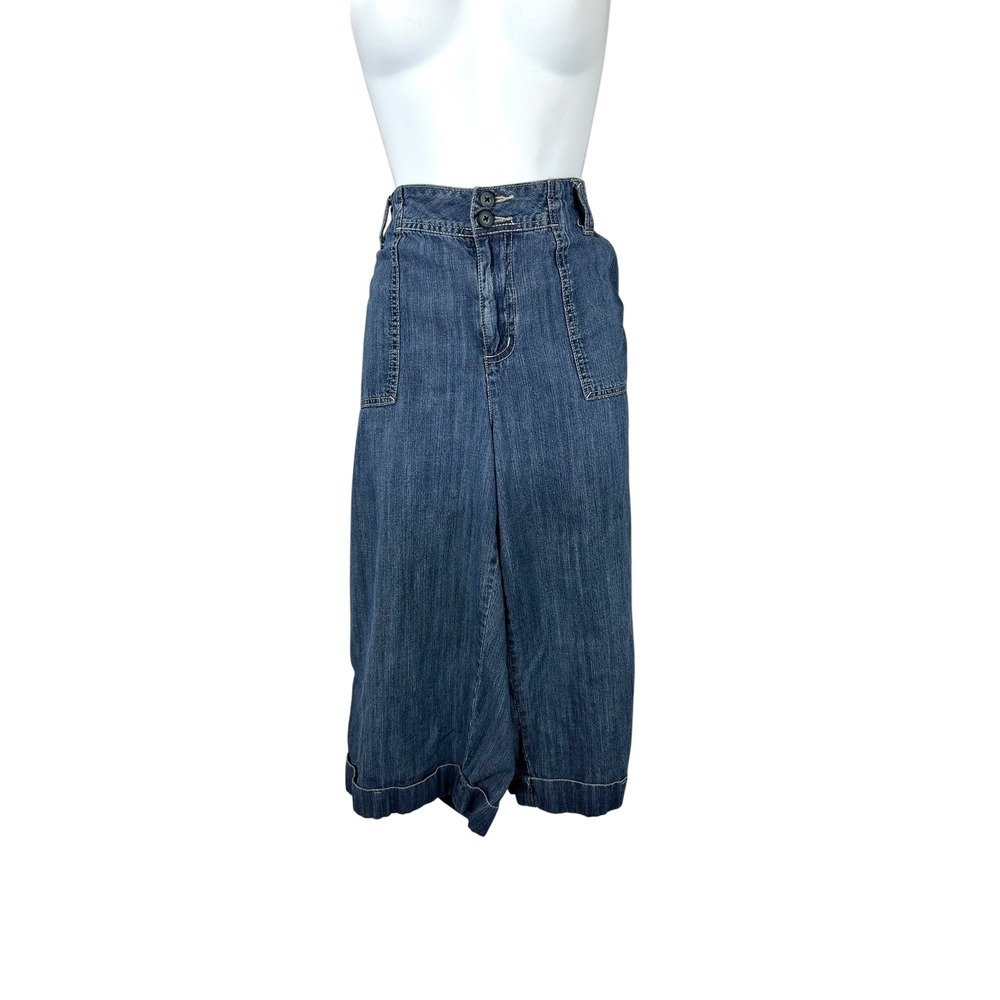 Y2K VTG Cato Woman Blue Denim Crop Pants Ramie Cotton Blend 18W Wide Leg Capris